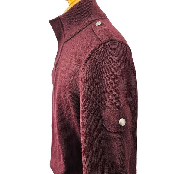 Banana Republic 1/4 Zip Sweater Mock Neck Purple Wool Blend Mens M - Picture 2 of 12